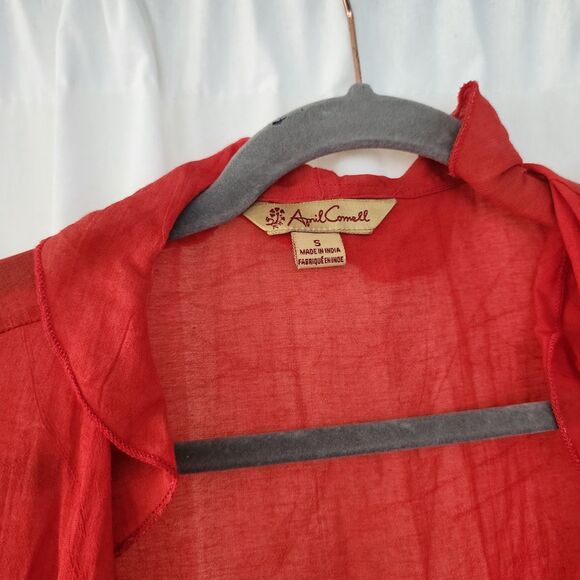 April Cornell Trading Kimono S Whimsy Duster Red Cottage Boho Fairy Rockabilly - Picture 3 of 8